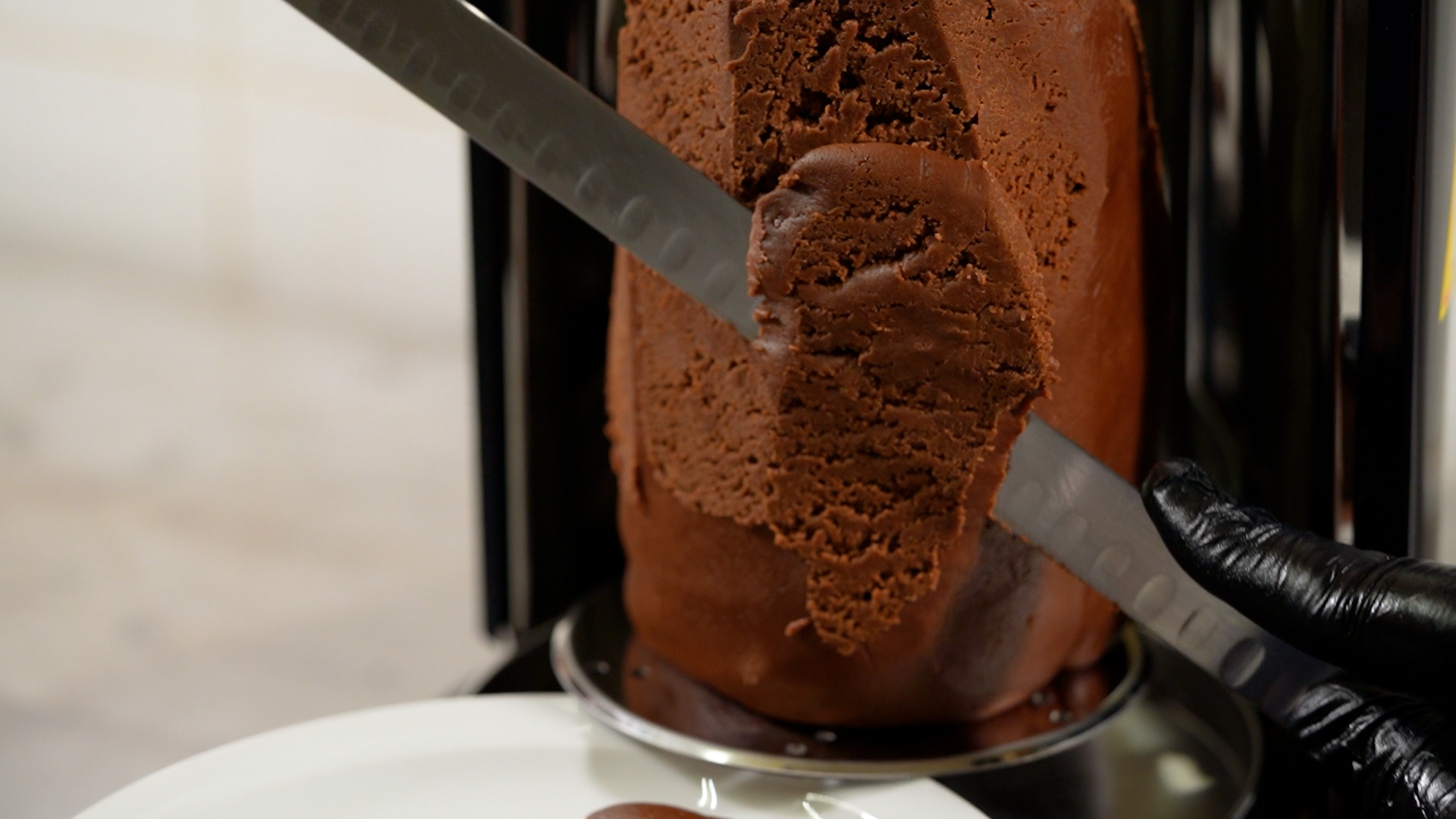 Chocolate Fudge Gyros being freshly carved
